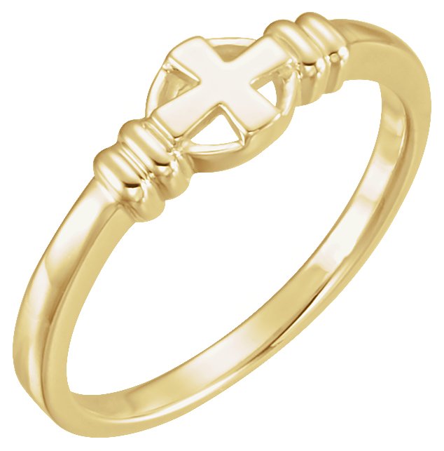 14K Yellow Cross Chastity Ring