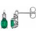 14K White  Lab-Grown Emerald & .02 CTW Natural Diamond Earrings 
