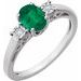 14K White Lab-Grown Emerald and .04 CTW Natural Diamond Ring