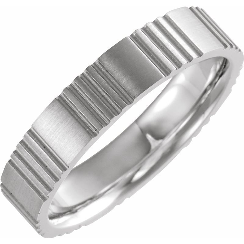 Grooved Comfort-Fit Flat Band with Satin Finish