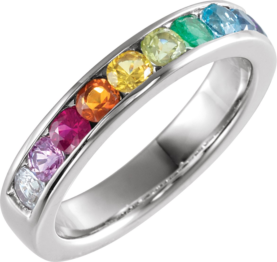 14K White Genuine Rainbow Anniversary Band Ref 16009780