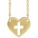 14K Yellow Pierced Cross Heart 16-18