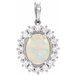 14K White Natural White Ethiopian Opal & 1/3 CTW Natural Diamond Halo-Style Pendant