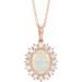14K Rose Natural White Opal & 1/3 CTW Natural Diamond Halo-Style 16-18