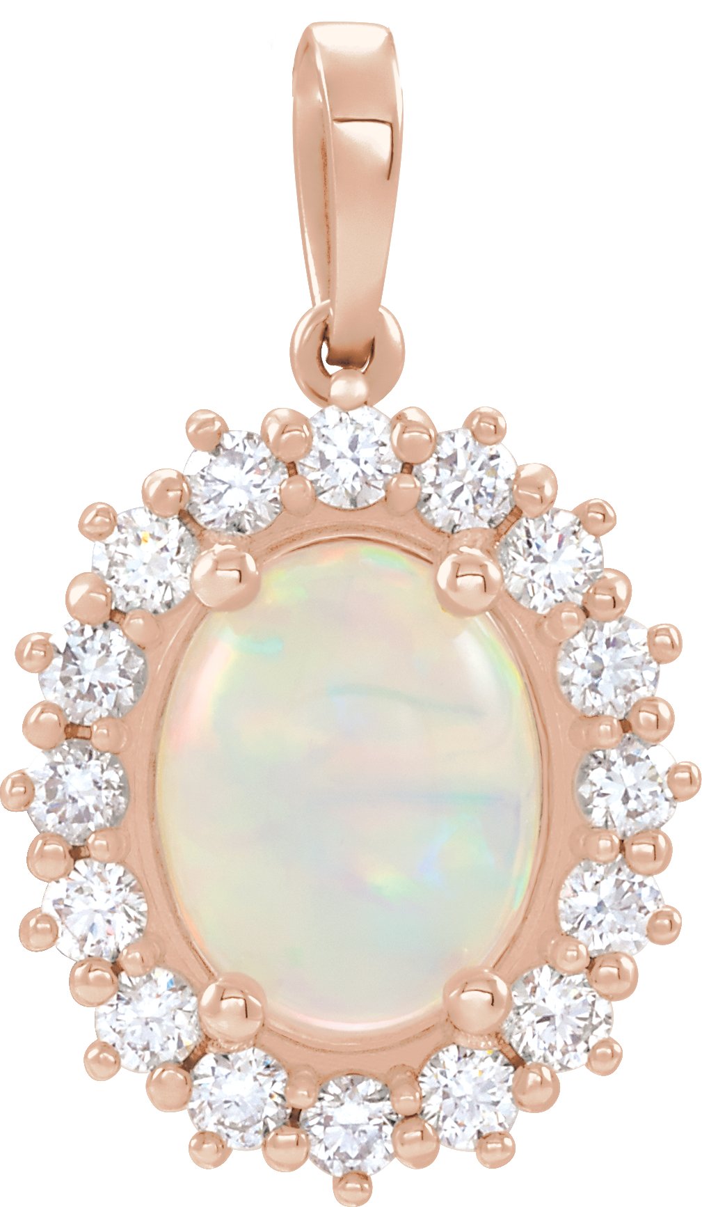 14K Rose Ethiopian Opal & 1/3 CTW Diamond Pendant