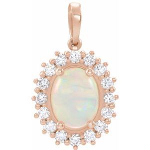 14K Rose Ethiopian Opal & 1/3 CTW Diamond Pendant