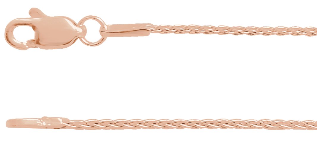 14K Rose 1 mm Wheat 20" Chain