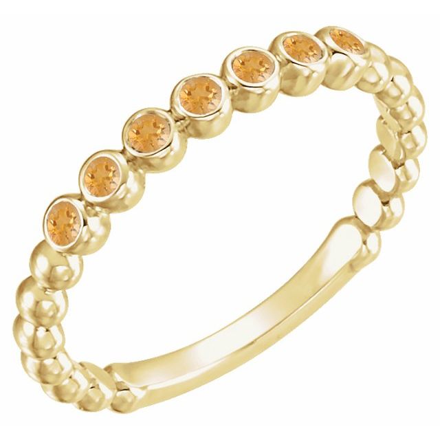 14K Yellow Natural Citrine Stackable Ring