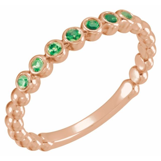 14K Rose Lab-Grown Emerald Stackable Ring   