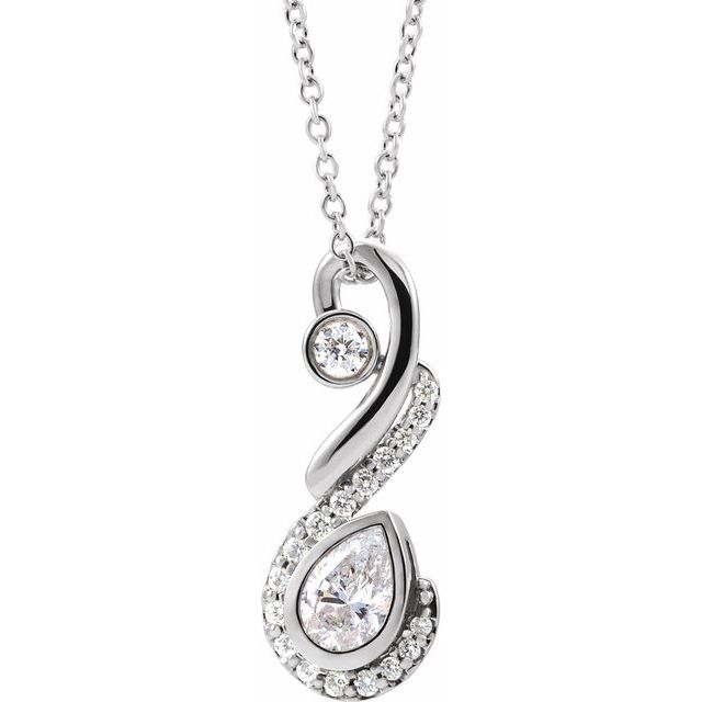 14K White 1/2 CTW Diamond Freeform 16-18" Necklace 