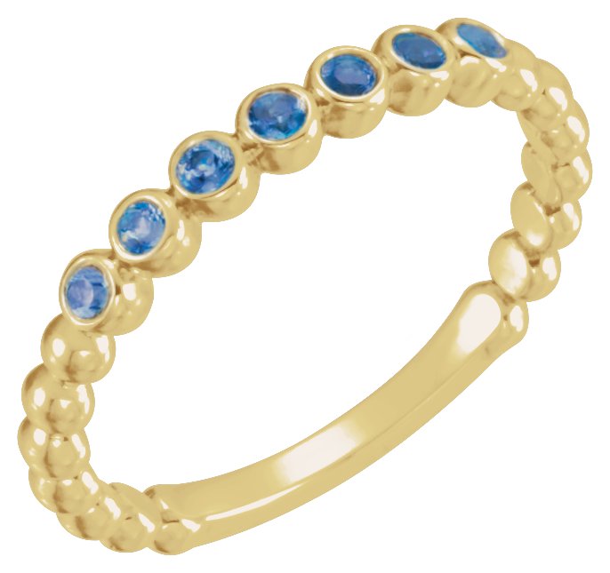 14K Yellow Blue Sapphire Stackable Ring