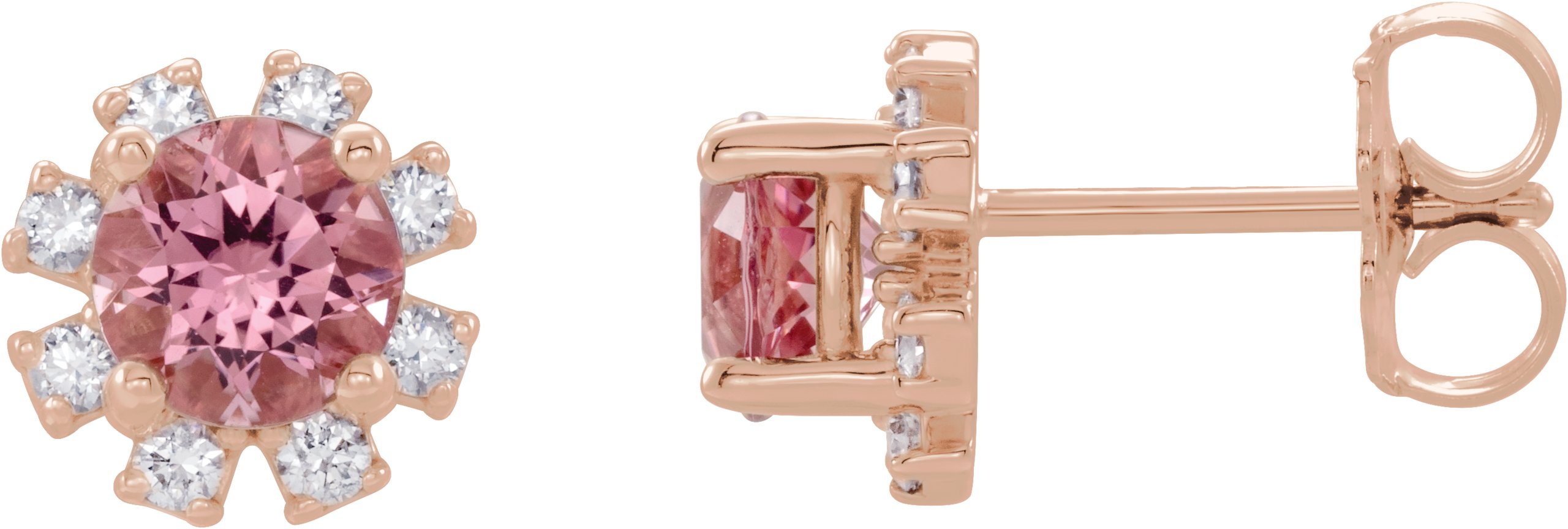 14K Rose Pink Tourmaline and .50 CTW Diamond Earrings Ref 15389263