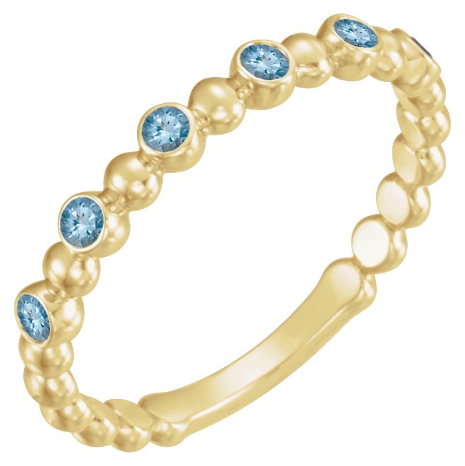 14K Yellow Aquamarine Stackable Ring        