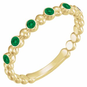14K Yellow Chatham® Created Emerald Stackable Ring   