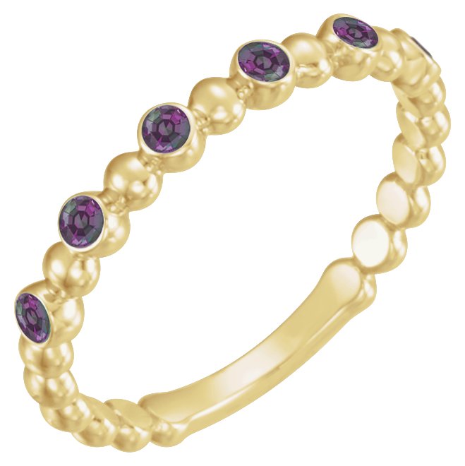 14K Yellow Natural Alexandrite Stackable Ring