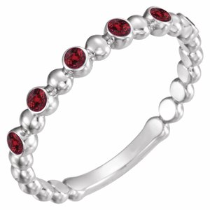 Sterling Silver Lab-Grown Ruby Stackable Ring  