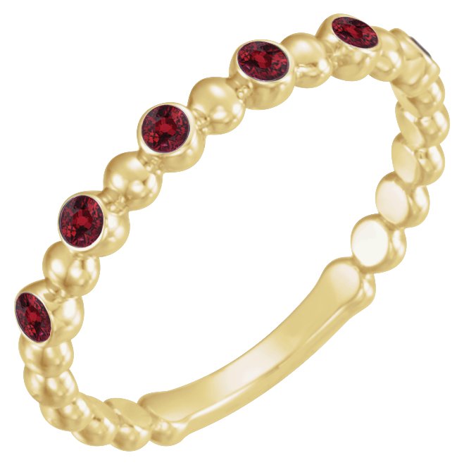 14K Yellow Lab-Grown Ruby Stackable Ring  