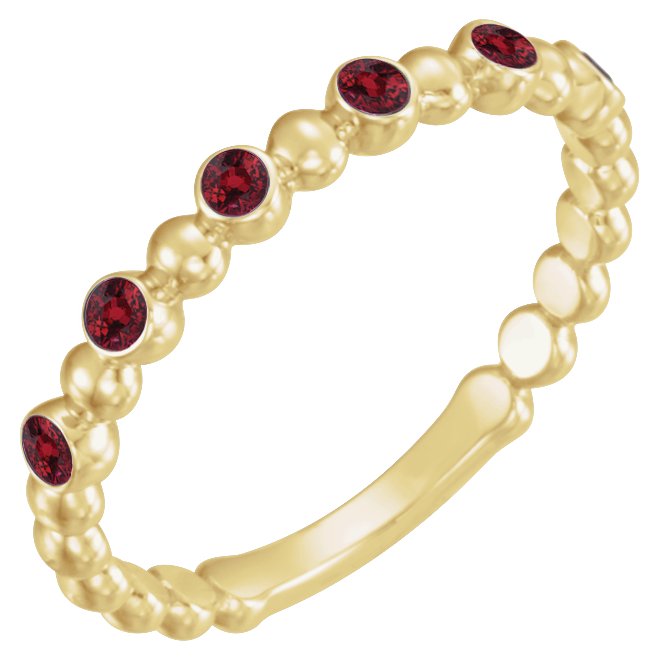 14K Yellow Natural Ruby Stackable Ring