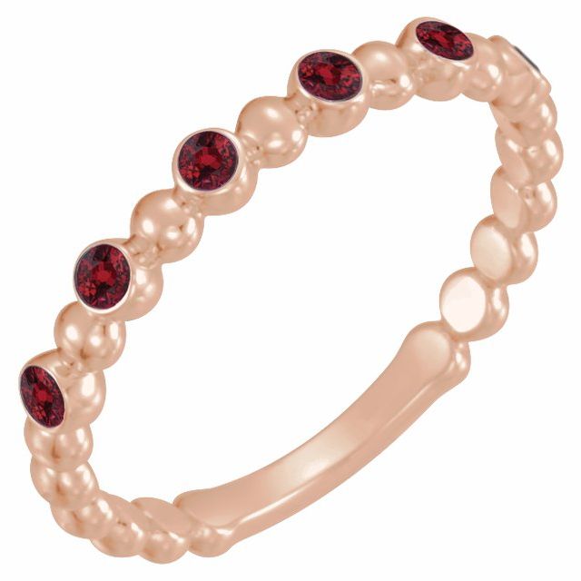 14K Rose Lab-Grown Ruby Stackable Ring  