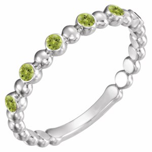 14K White Peridot Stackable Ring     