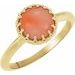 14K Yellow 5 mm Natural Pink Coral Crown Cabochon Ring