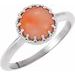 Sterling Silver 6 mm Natural Pink Coral Crown Cabochon Ring