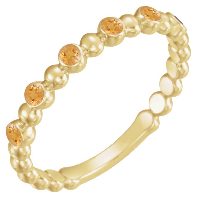 14K Yellow Citrine Stackable Ring