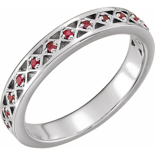 Sterling Silver Natural Mozambique Garnet Stackable Ring