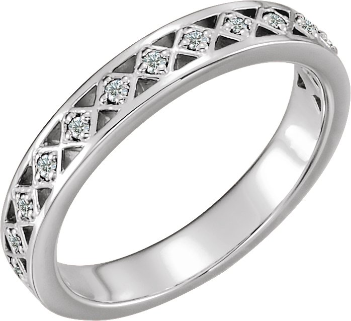 14K White 1/8 CTW Natural Diamond Stackable Ring 