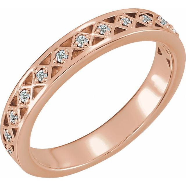 14K Rose 1/8 CTW Natural Diamond Stackable Ring 