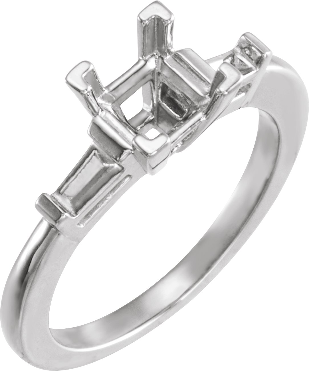 V-Prong Baguette Accented Engagement Ring or Band