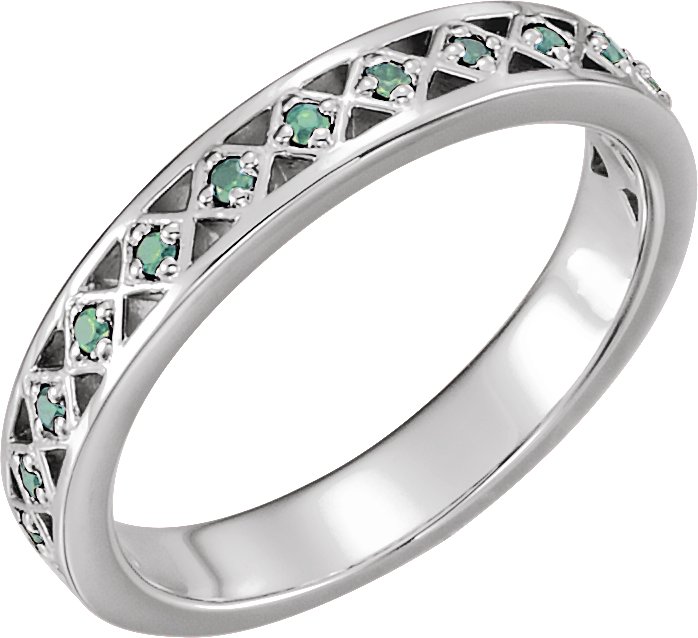 Platinum Natural Emerald Stackable Ring