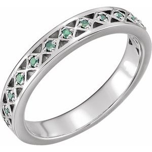Platinum Natural Emerald Stackable Ring