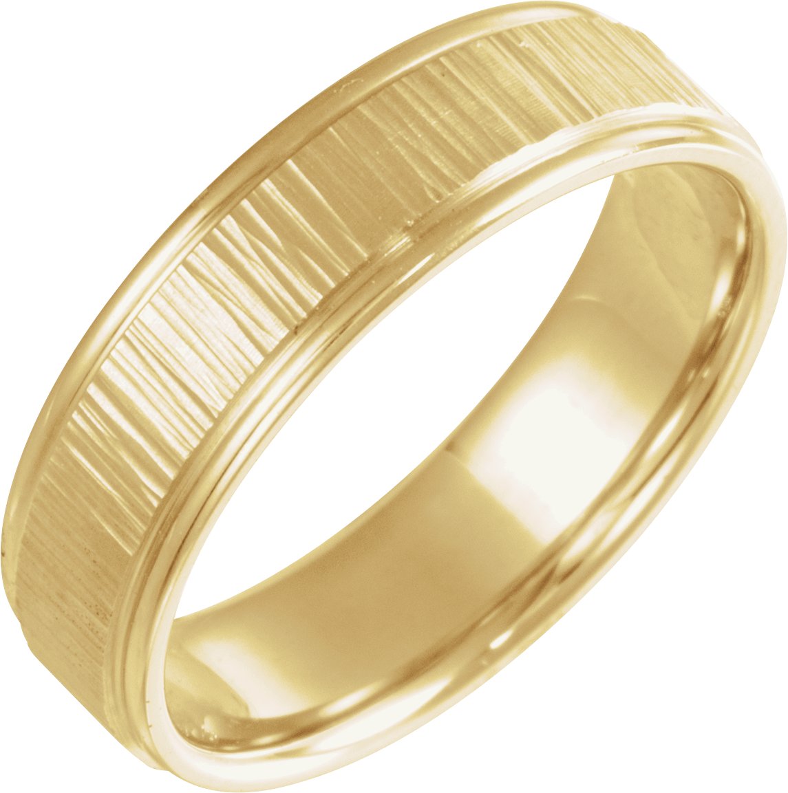 14K Yellow 6 mm Tree Bark Pattern Band Size 10 Ref 15411013