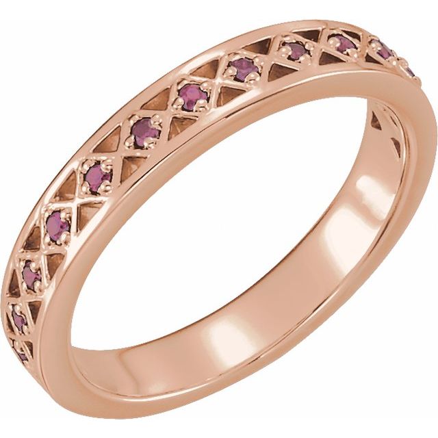 14K Rose Natural Pink Tourmaline Stackable Ring