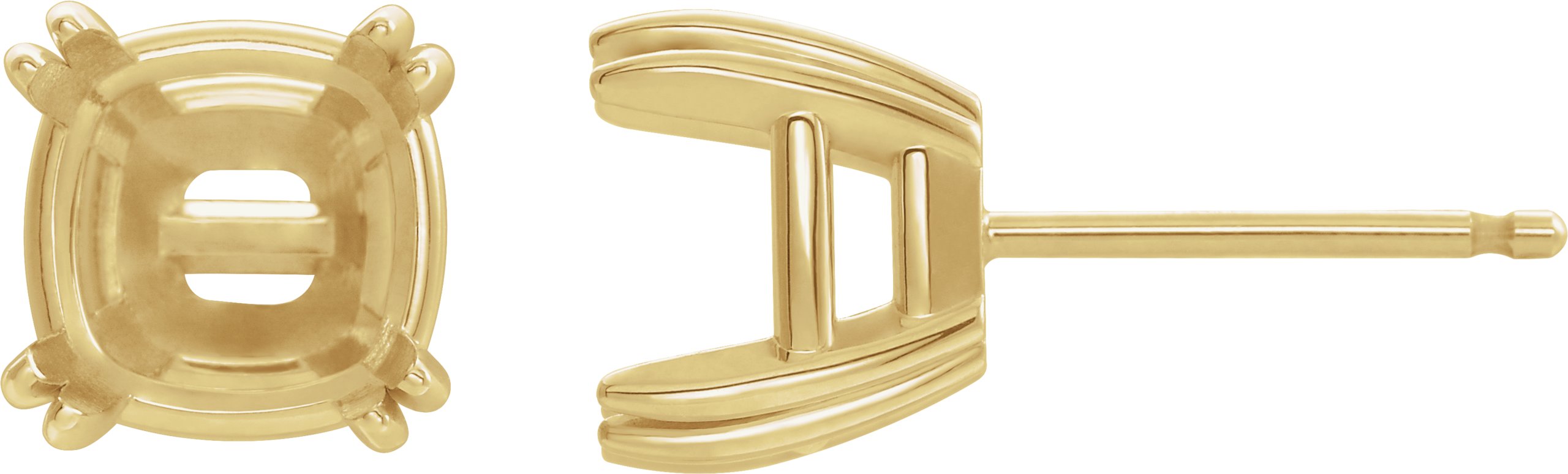 Cushion Double Claw-Prong Stud Earrings