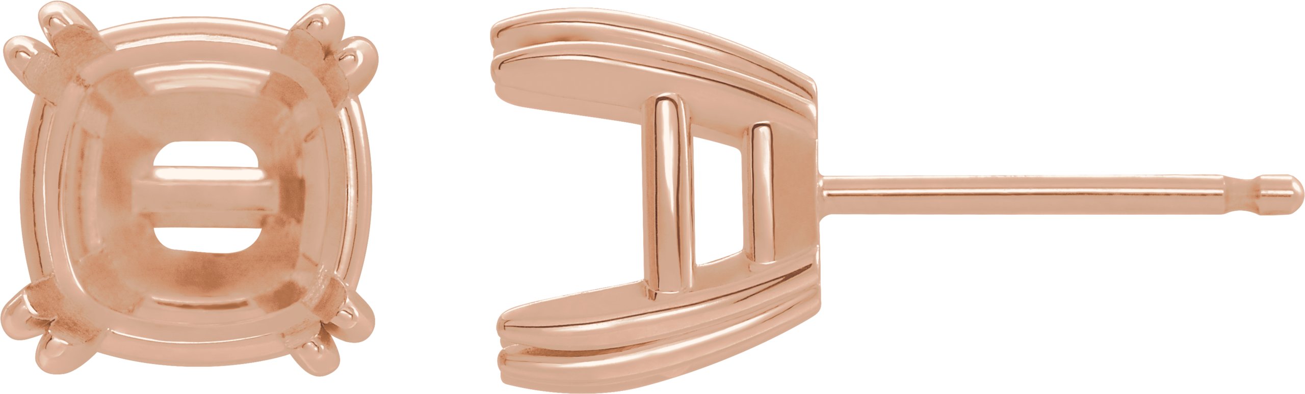 Cushion Double Claw-Prong Stud Earrings