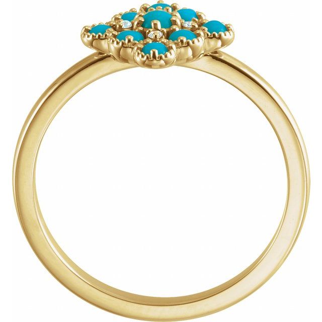 14K Yellow Natural Turquoise & .02 CTW Natural Diamond Ring