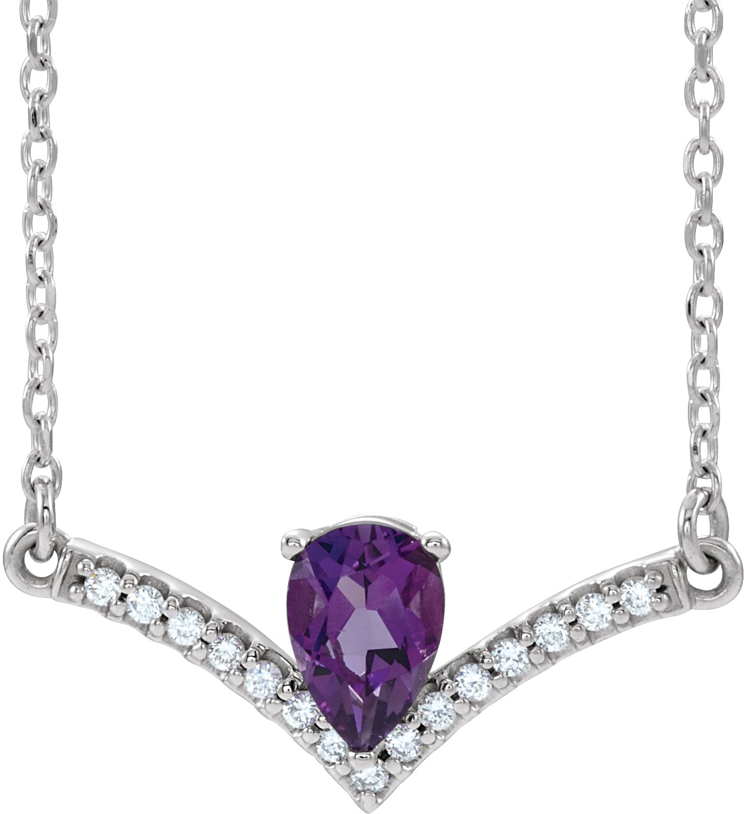 14K White Amethyst & .06 CTW Diamond 18 Necklace              