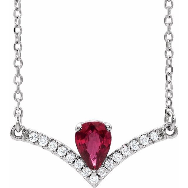 Sterling Silver Natural Ruby & .06 CTW Natural Diamond 18