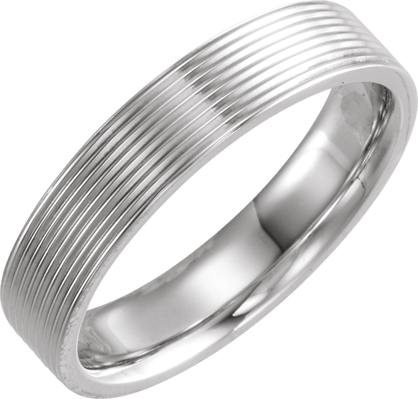 14K White 5 mm Ridged Band Size 11