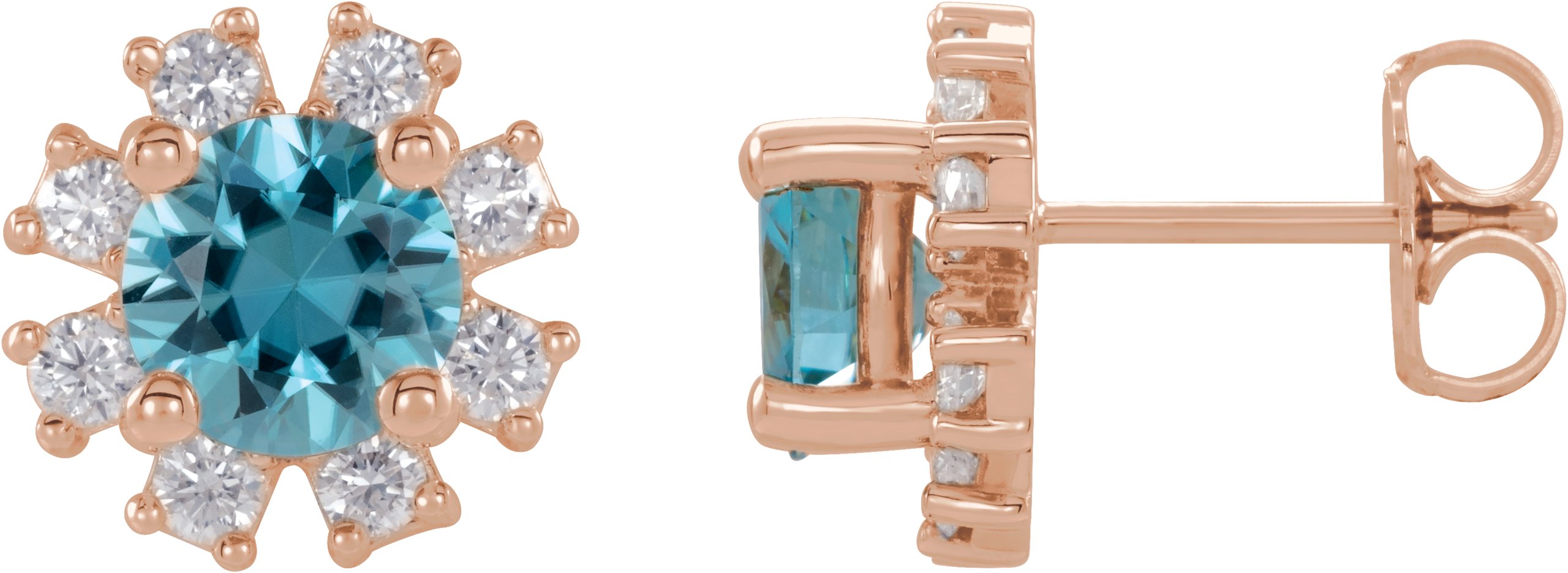 14K Rose Blue Zircon and .50 CTW Diamond Earrings Ref 15389044