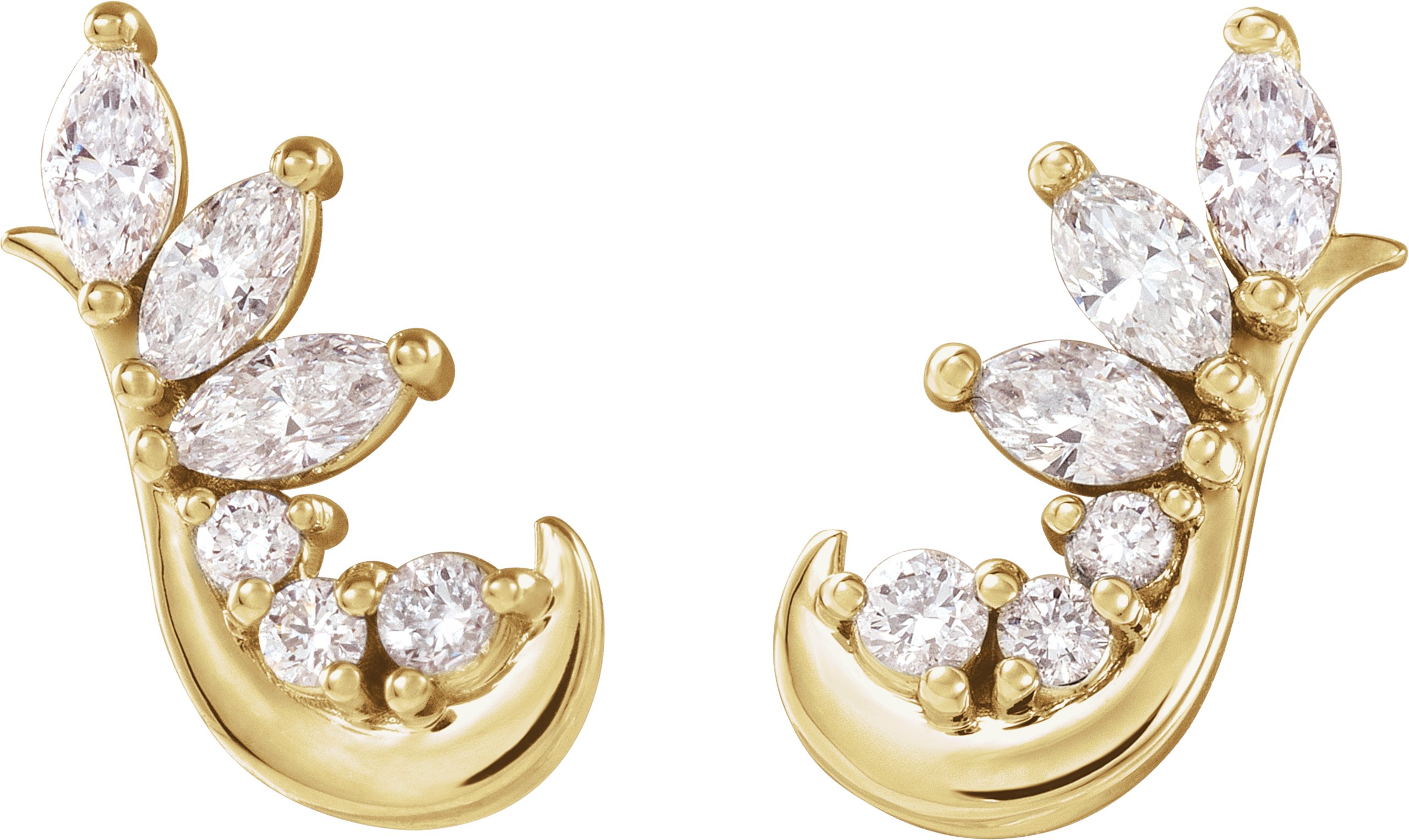 14K Yellow 1/4 CTW Diamond Earring Climbers