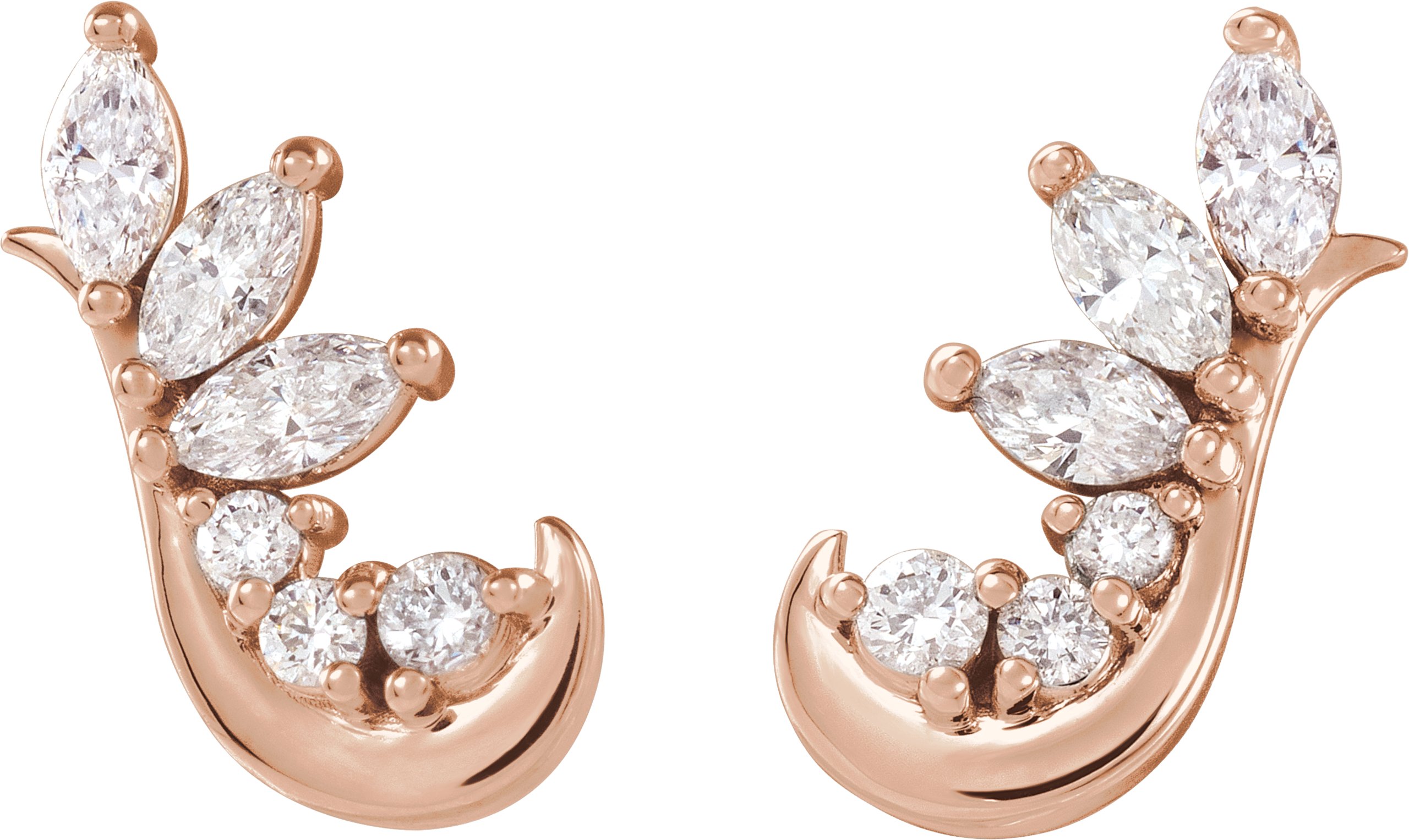 14K Rose 1/4 CTW Diamond Earring Climbers