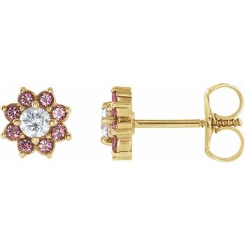 14K Yellow Baby Pink Topaz and .125 CTW Diamond Earrings Ref 15511673