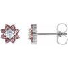 Sterling Silver Baby Pink Topaz and Cubic Zirconia Earrings Ref 15511680