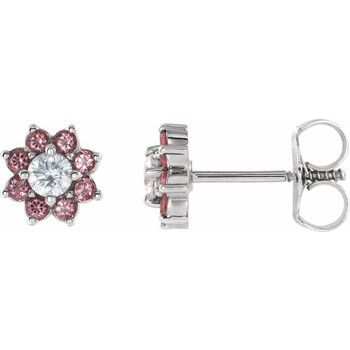 14K White Baby Pink Topaz and Cubic Zirconia Earrings Ref 15511672