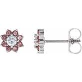 14K White Baby Pink Topaz & 1/8 CTW Diamond Earrings