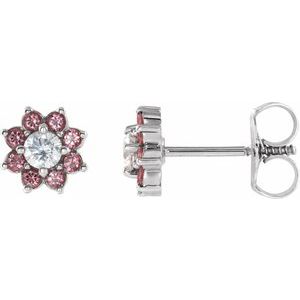 Sterling Silver Baby Pink Topaz & Cubic Zirconia Earrings