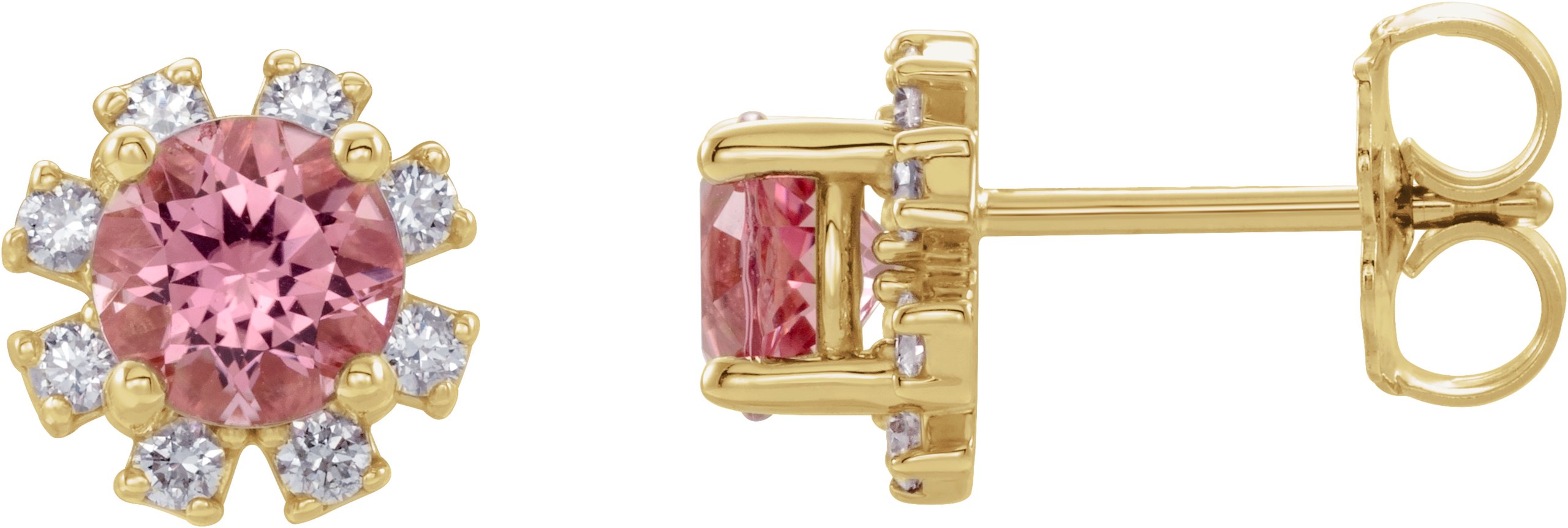 14K Yellow Pink Tourmaline and .50 CTW Diamond Earrings Ref 15389262